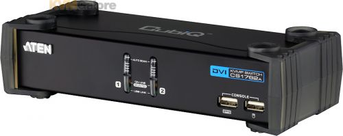 Переключатель KVM Aten CS1762A-AT-G switch, электронный, DVI+KBD+mouse, 1> 2 компьютера/блока/порта/port USB, c KVM-шнурами USB 2х1.8 м., (1920x1200 6