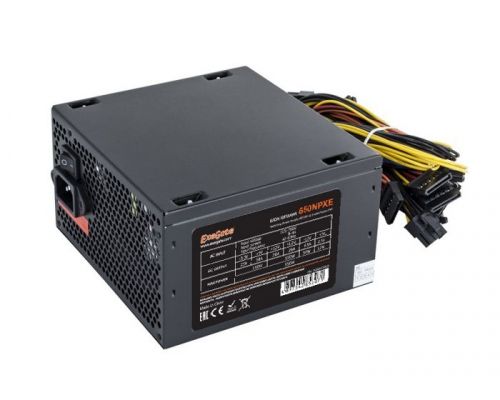 

Блок питания ATX Exegate 650NPXE EX264476RUS-S 650W (+PFC), SC, black, 12cm fan, 24+(4+4)p, (6+2)p PCI-E, 3*SATA, FDD + кабель 220V с защитой от выдер, 650NPXE