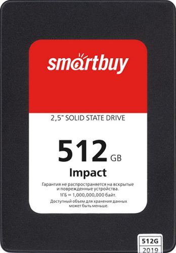 Накопитель SSD 2.5'' SmartBuy SBSSD-512GT-PH12-25S3 Impact 512GB SATA3 3D TLC 560/520MB/s MTBF 1.6M