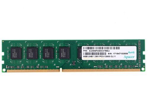Модуль памяти DDR3 8GB Apacer DG.08G2K.KAM 1600MHz, PC3-12800, CL11, 1.35V, Non-ECC, RTL (AU08GFA60CATBGJ)