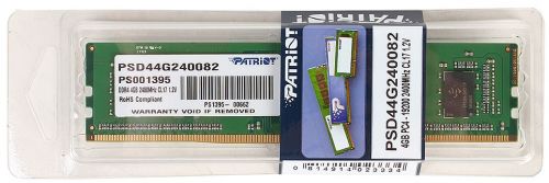 Модуль памяти DDR4 4GB Patriot Memory PSD44G240082 PC4-19200 2400MHz CL17 1.2V RTL