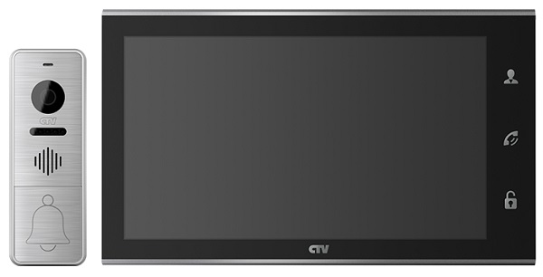 Комплект CTV CTV-DP4105AHD (B) (вызывная панель CTV-D400FHD и монитор CTV-M4105AHD), Full HD, 10", панель из стекла с сенсорным управлением "Easy butt