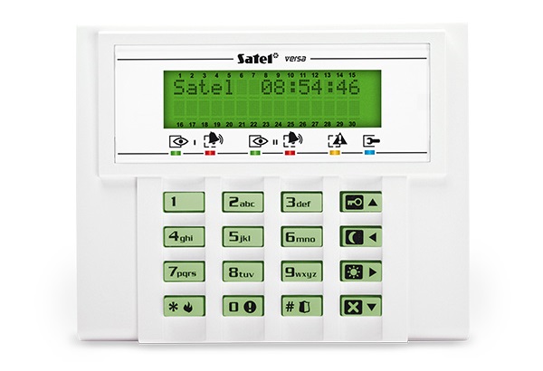 

Клавиатура SATEL VERSA-LCD-GR светодиоды для индикации состояния групп и системы, быстрая постановка на охрану, тревоги вызываемые с клавиатуры: НАПАД, VERSA-LCD-GR