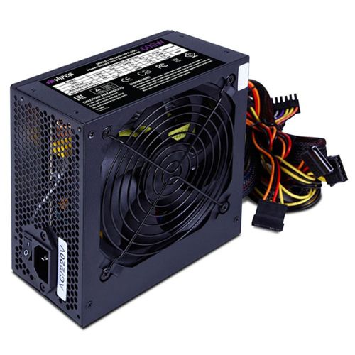 Блок питания ATX HIPER HPA-600 600W, Active PFC, >80 efficiency, 120mm fan, черный) BOX