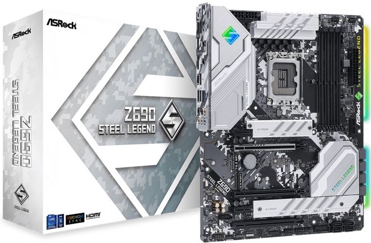 

Материнская плата ATX ASRock Z690 STEEL LEGEND (LGA1700, Z690, 4*DDR4, AC`97, 8ch(7.1), 2.5Glan RAID, HDMI, DP), Z690 STEEL LEGEND