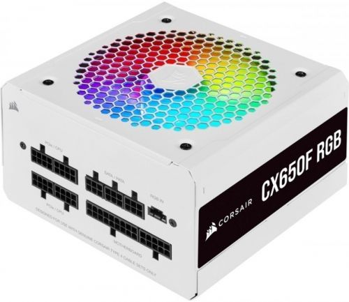Блок питания ATX Corsair CX650F RGB White CP-9020226-EU 650W, 80 Plus Bronze, fully modular, 120mm fan