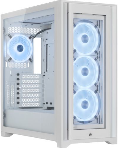 Корпус ATX Corsair iCUE 5000X RGB QL Edition CC-9011233-WW белый, без БП, боковая панель из закаленного стекла, 4*USB 3.0, USB 3.1 Type-C, audio - фото 1