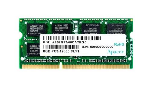 Модуль памяти SODIMM DDR3 8GB Apacer DS.08G2K.KAM (AS08GFA60CATBGC) PC3-12800 1600MHz 2Rx8 CL11 204-pin 1.5V