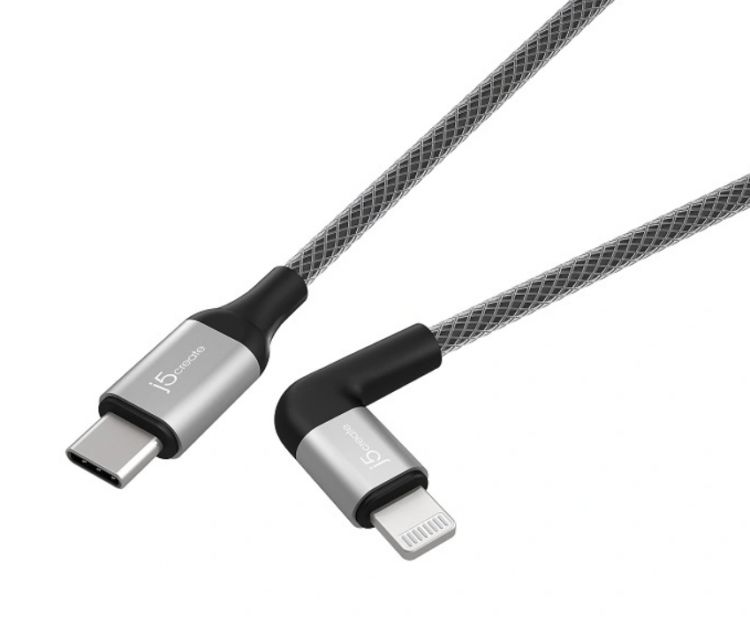 

Кабель j5create JALC15B USB-C to Lightning Cable 90 Degrees - black, JALC15B