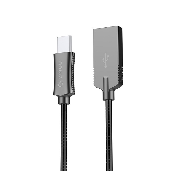 

Кабель интерфейсный USB 2.0-Type C Orico HTS-10-BK 1 м., круглый, оплетка металл, черный, HTS-10-BK