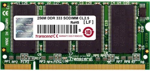 Модуль памяти SODIMM DDR 256MB Transcend TS32MSD64V3F5 PC-2700 333MHz CL2.5 2.5V