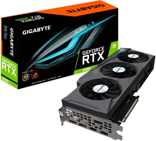 Видеокарта PCI-E GIGABYTE GeForce RTX 3080 EAGLE (GV-N3080EAGLE-10GD 2.0) 10GB GDDR6X 320bit 8nm 1440/19000MHz 2*HDMI/3*DP