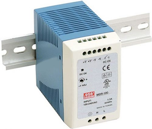 Преобразователь AC-DC сетевой Mean Well MDR-100-12 источник питания 12В с универсальным входом от 85 до 264 В AC, мощность 90Вт / 7,5А, монтаж на DIN-
