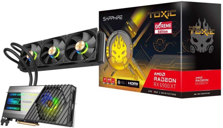 

Видеокарта PCI-E Sapphire Radeon RX 6900 XT TOXIC Extreme Edition 11308-08-20G 16GB GDDR6 256bit 7nm 2200/16000MHz HDMI/3*DP RTL, Radeon RX 6900 XT TOXIC Extreme Edition