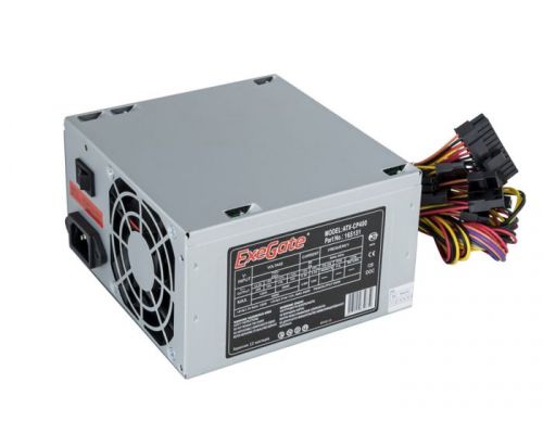 Блок питания ATX Exegate CP400 EX165131RUS-S 400W, SC, 8cm fan, 24p+4p, 3*SATA, 2*IDE, FDD + кабель 220V с защитой от выдергивания