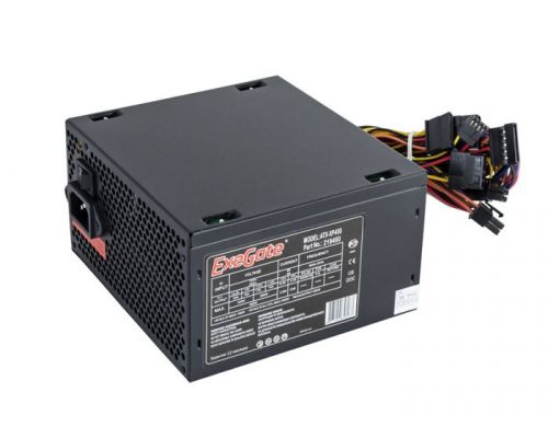 Блок питания ATX Exegate XP400 EX219459RUS 400W, black, 12cm fan, 24p+4p, 3*SATA, 2*IDE, FDD