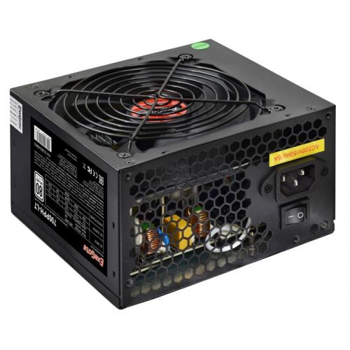 Блок питания ATX Exegate 700PPH-LT-S EX282048RUS-S 700W, RTL, 80+, black, APFC, 12cm, 24p, (4+4)p, 5*SATA, 3*IDE, с защитой от выдергивания