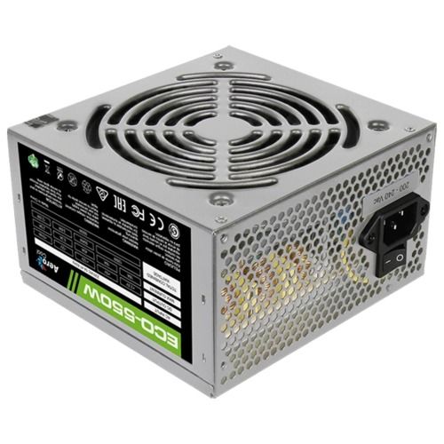 Блок питания ATX AeroCool ECO-550W 4710700957899 550W V2.3 (20/24+4/8+6/8pin, вентилятор d120мм) + кабель питания EURO (1.1м)