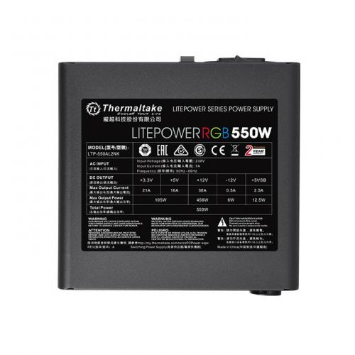 Блок питания ATX Thermaltake Litepower RGB 550W (230V) PS-LTP-0550NHSANE-1 550W v2.3, A.PFC, вентилятор d120мм