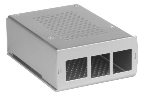 Корпус Qumo RS036 Aluminium Case for Raspberry Pi 4, silver, перфорированный с доп.креплением