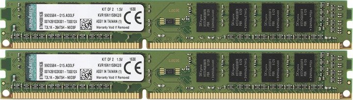 

Модуль памяти DDR3 8GB (2*4GB) Kingston KVR16N11S8K2/8WP 1600MHz CL11 1.5V 1R 4Gbit, KVR16N11S8K2/8WP