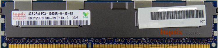 

Модуль памяти DDR3 4GB Hynix original HMT151R7BFR4C-H9 PC3-10600 1333MHz ECC Reg 2Rx4 CL9 1.5V Bulk, HMT151R7BFR4C-H9