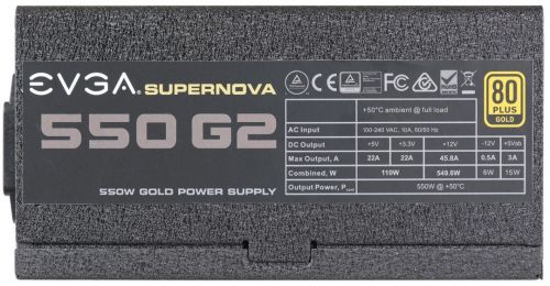 Блок питания ATX EVGA SuperNOVA 550 G2 220-G2-0550-Y2 550W, APFC, 80Plus Gold, fan 140mm, Fully Modular, RTL
