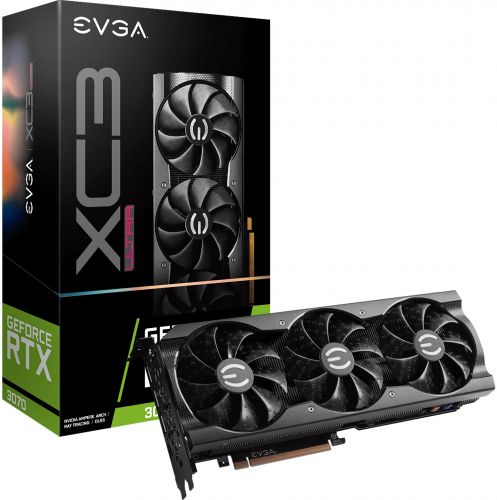 

Видеокарта PCI-E EVGA GeForce RTX 3070 XC3 ULTRA GAMING 08G-P5-3755-KR 8GB GDDR6 256bit 8nm 1500/14000MHz HDMI/3*DP, GeForce RTX 3070 XC3 ULTRA GAMING