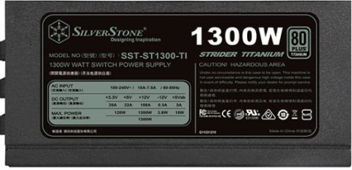 Блок питания ATX SilverStone ST1300-TI 1300W, 80 Plus Titanium, Active PFC, 135mm fan, fully modular