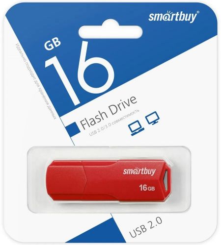 Накопитель USB 2.0 16GB SmartBuy SB16GBCLU-R
