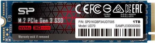 Накопитель SSD M.2 2280 Silicon Power SP01KGBP34UD7005 UD70 1TB PCIe Gen 3x4 QLC 3400/3000MB/s MTBF 1.8M