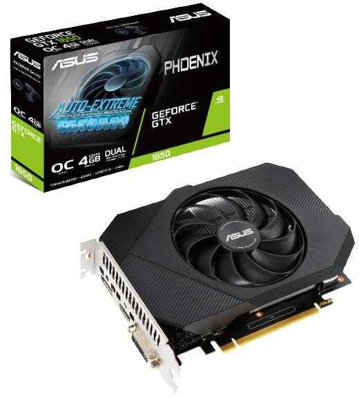 Видеокарта PCI-E ASUS GeForce GTX 1650 PHOENIX OC (PH-GTX1650-O4GD6) 90YV0EH2-M0NA00 4GB GDDR6 128bit 12nm 1410/12000MHz DVI/HDMI/DP/HDCP Ret