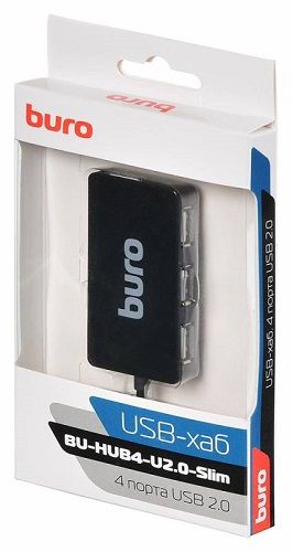 Разветвитель USB 2.0 Buro BU-HUB4-U2.0-SLIM