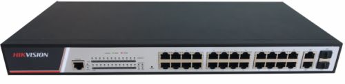 Коммутатор HIKVISION DS-3E2326P 24 RJ45 100M PoE; 2 комбо-порта (1000М Ethernet/1000M SFP); таблица MAC адресов на 8000 записей; стандарты PoE: IEEE80