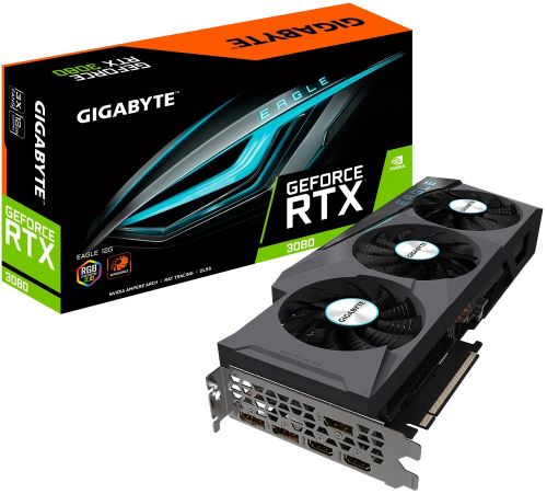 Видеокарта PCI-E GIGABYTE GeForce RTX 3080 (GV-N3080EAGLE-12GD) 12GB GDDR6X 384bit 8nm 1260/19000MHz 2*HDMI/3*DP GeForce RTX 3080 (GV-N3080EAGLE-12GD) - фото 1