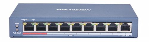 Коммутатор PoE HIKVISION DS-3E0109P-E(C) 9хRJ45 100M PoE с грозозащитой 6кВ/2хпорт с высоким приоритетом/Uplink порт 100М Ethernet, бюджет PoE 115Вт,