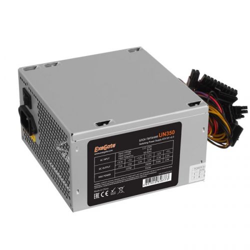 Блок питания ATX Exegate UN350 EX244552RUS-PC 350W, PC, 12cm fan, 24p+4p, 3*SATA, 2*IDE, FDD + кабель 220V в комплекте
