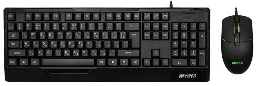 Клавиатура и мышь HIPER TRIBUTE-2 USB, мембранная, 104 кл, 5 кнопок, 3200 DPI, RGB подсветка