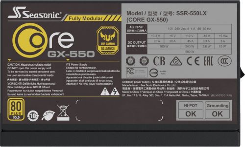 Блок питания ATX SeaSonic CORE GX SSR-550LX 550W, 80Plus Gold, 120mm fan - фото 5