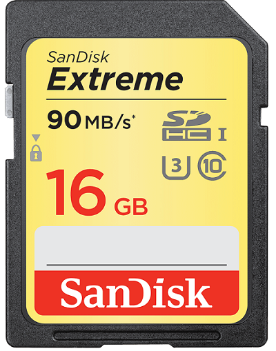 Карта памяти SDHC 16GB SanDisk SDSDXNE-016G-GNCIN Extreme 90MB/s CL10 UHS-I U3