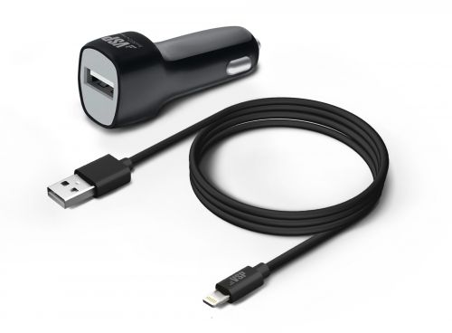 Зарядное устройство автомобильное BoraSco 22032 USB, 1A + дата-кабель 8pin, 1м черное