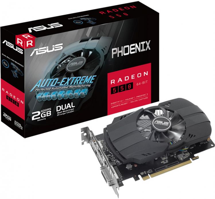 

Видеокарта PCI-E ASUS Radeon RX 550 (PH-550-2G) 2GB GDDR5 64bit 14nm 1019/6000MHz DVI/HDMI/DP RTL, Radeon RX 550 (PH-550-2G)