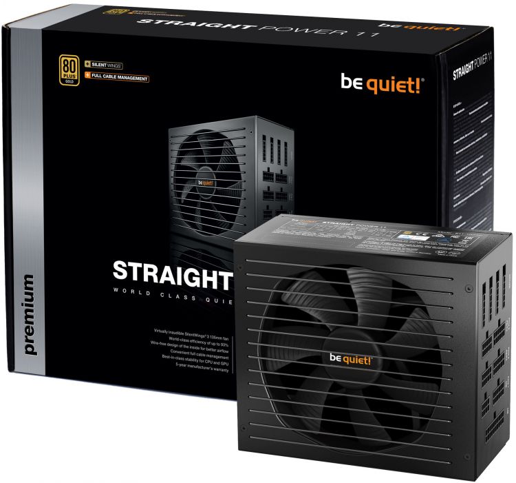 

Блок питания ATX Be quiet! STRAIGHT POWER 11 850W BN284 модульный aPFC, 80Plus Gold, 4xPCIE6+2pin, 135mm fan RTL, STRAIGHT POWER 11 850W