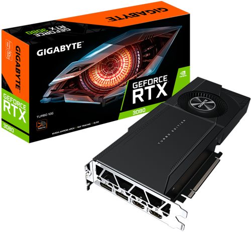 Видеокарта PCI-E GIGABYTE GeForce RTX 3080 TURBO (GV-N3080TURBO-10GD) 10GB GDDR6X 320bit 8nm 1710/19000MHz 2*HDMI/2*DP RTL GeForce RTX 3080 TURBO (GV-N3080TURBO-10GD) - фото 1