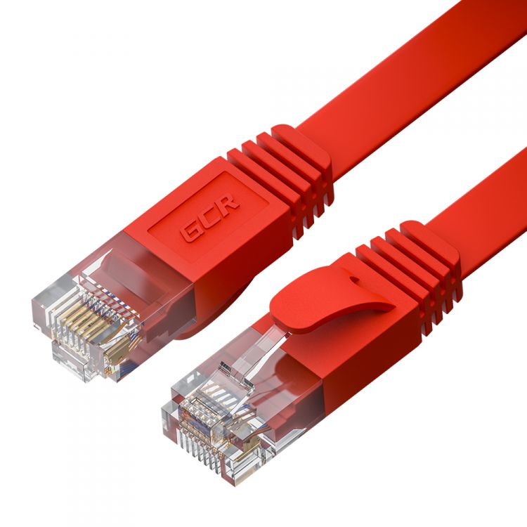 

Кабель патч-корд U/UTP 6 кат. 0.3м GCR GCR-52845 PROF плоский прямой, 30 AWG, ethernet high speed 10 Гбит/с, RJ45, T568B, красный, GCR-52845