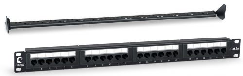 Патч-панель Cabeus PL-24-Cat.5e-Dual IDC 19" (1U), 24 портов RJ-45, категория 5e, Dual IDC, с задним кабельным организатором
