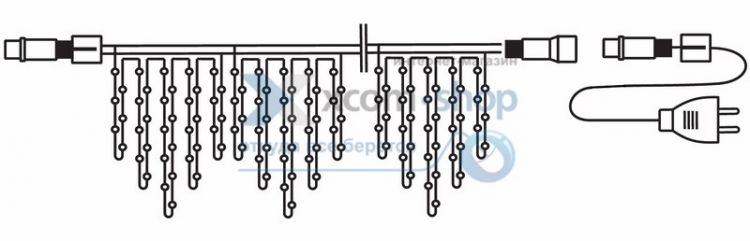 

Гирлянда NEON-NIGHT 255-034 айсикл (бахрома) светодиодный, 2,4 х 0,6 м, белый провод, 230 В, диоды белые, 88 LED, 255-034