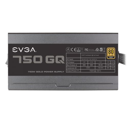 Блок питания ATX EVGA GQ 750W 210-GQ-0750-V2 APFC, 80Plus Gold, fan 135mm, Semi Modular, RTL