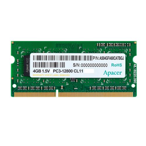 Модуль памяти SODIMM DDR3 4GB Apacer DS.04G2K.KAM PC3-12800 1600MHz 2Rx8 CL11 204-pin 1.5V