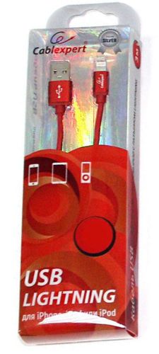 Кабель USB Cablexpert CC-S-APUSB01R-1M для Apple, AM/Lightning, серия Silver, длина 1м, красный, блистер кабель lightning cablexpert cc p apusb02r 1m mfi длина 1м красный